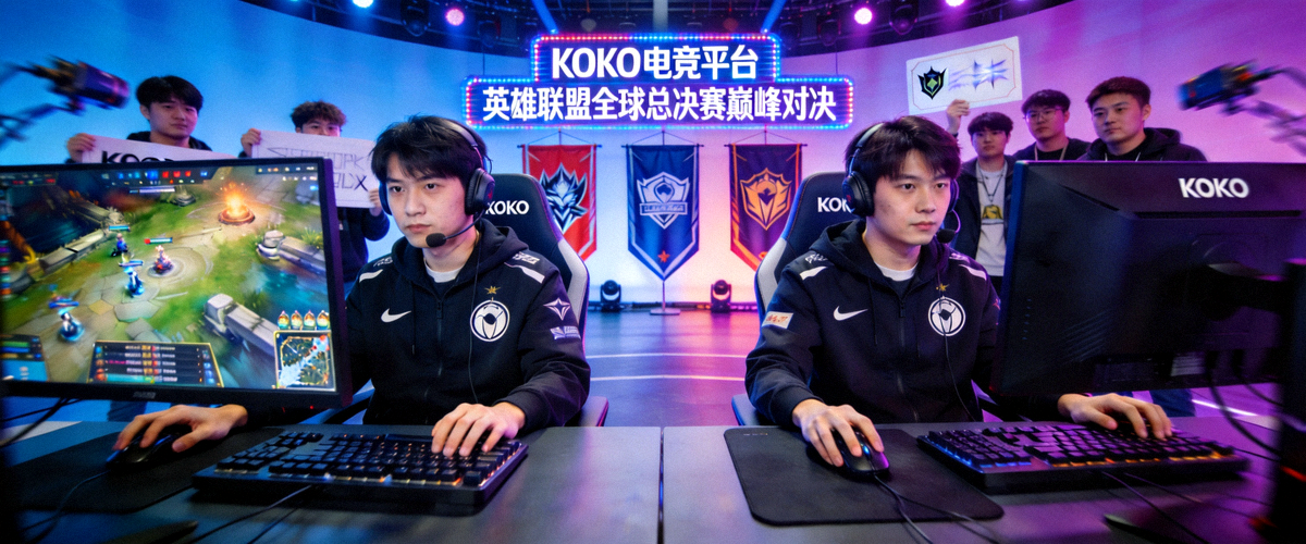 KOKO电竞平台焦点赛事-英雄联盟全球总决赛巅峰对决现场，两队选手激烈交锋